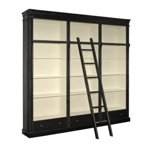 Regał na książki biblioteczka Minor Black czarna 240x246 cm drabinka Oferta