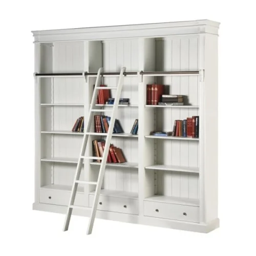 Wyjątkowa oferta Regał na książki biblioteczka Minor White biała 241x251 cm drabinka
