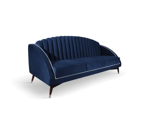 Ekspresowa dostawa Sofa Carole od Ottiu aksamit drewno sosna orzech 200x85x87 cm