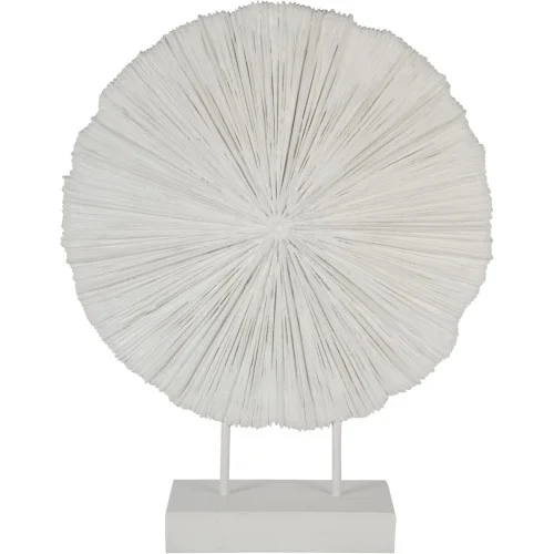 Biała rzeżba Orbis 58 cm żywica teksturowany dysk Oferta limitowana