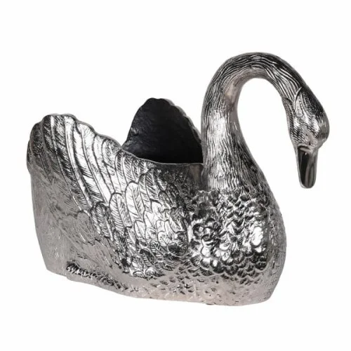 Ostatnia szansa Cooler Swan 38 cm - srebrny cooler aluminium - motyw łabędzia