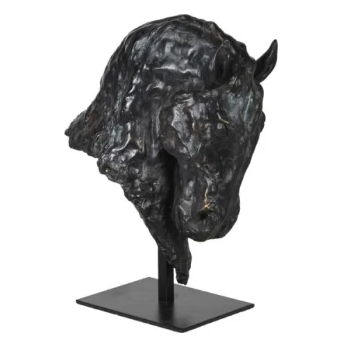 Najlepsza cena Czarna rzeżba Horse II na podstawie 40 cm żywica żelazo