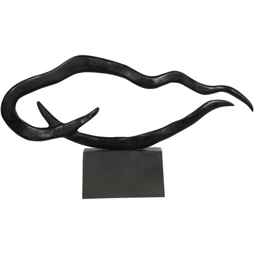 Wybór klientów Czarna rzeżba Waves 116 cm nowoczesna aluminium duża rzeżba