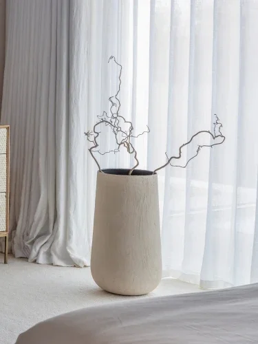 Dostępne od ręki Donica metalowa Pale 68 cm jasna donica do salonu wykończeniepapier-m芒ch茅