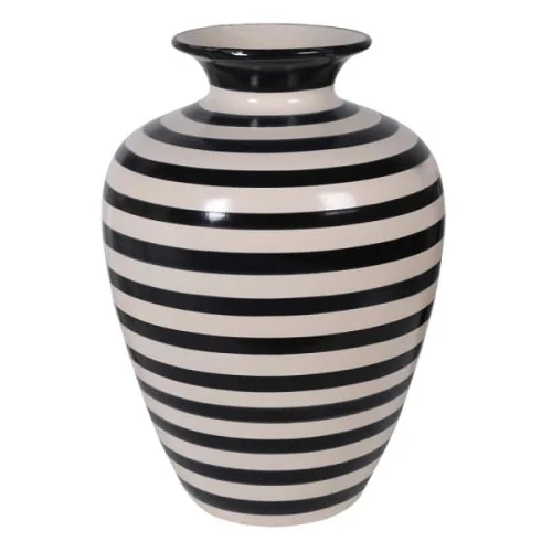 Kup teraz Duży Wazon ceramiczny Stripes 48,5 cm biało czarne pasy