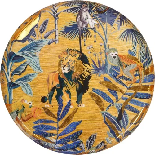 Dysk na ścianę Jungle 76 cm złota dekoracja na ścianę za szkłem Wyprzedaż