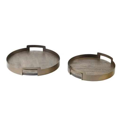Komplet tac dekoracyjnych Knightsbridge Mango –drewno mango i smoke gold, 39,5 cm Bezpieczne zakupy