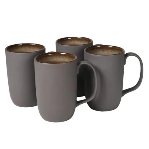 Kubki ceramiczne Sloane szarości brąz cztery sztuki 12 cm Szybka dostawa