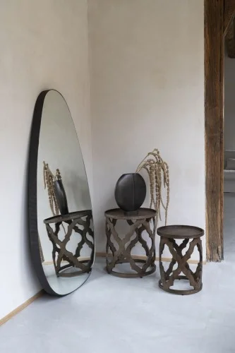 Sprawdź teraz Lustro Organic Oversized 150 cm owalny kształt metalowa rama brąz