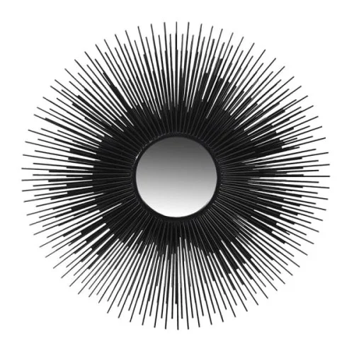 Szybka wysyłka Lustro Sunburst Black 100 cm średnicy żelazna czarna rama promienie