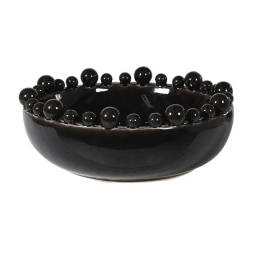 Misa Bubble Black ceramika 38 cm średnicy dekoracyjna misa zdobione krawędzie czarna Zamów teraz