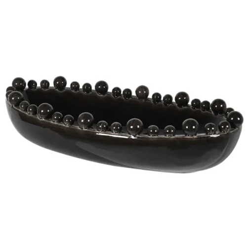 Misa Bubble Oval black ceramika 58 cm czarna dekoracyjna misa zdobione krawędzie Super okazja