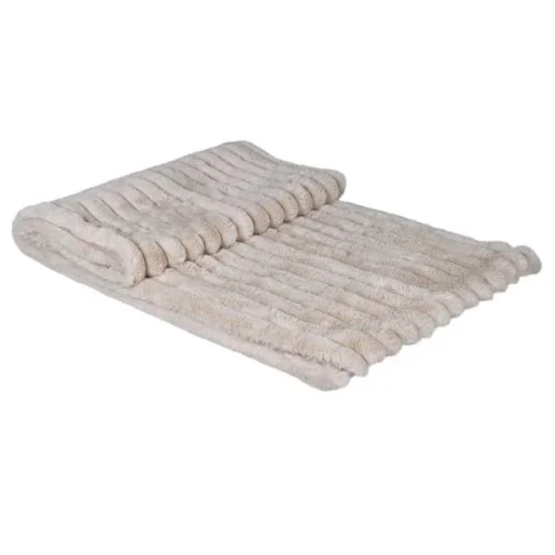Hit cenowy Narzuta Boscobel Cream 180x140 cm koc jasne sztuczne futerko poliester