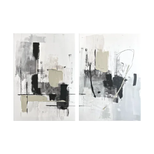 Nowoczesny obraz dwa panele Abstract Beige 50x70 cm biel i beż Wyjątkowa oferta