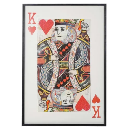 Obniżka ceny Obraz King 100x145 cm czarna rama motyw karciany król karo