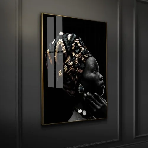 Obraz szklany glasspik Oriental Glow za szkłem, złota rama 80x120 cm Premium