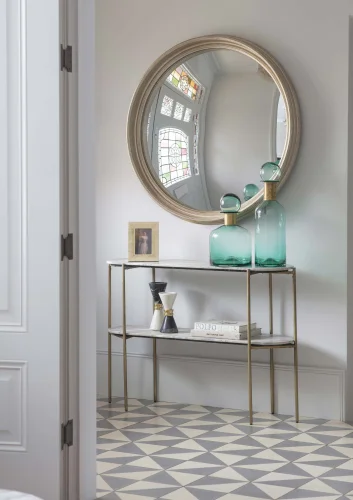 Okazja Okrągłe lustro Esher Silver 102 cm drewniana rama wypukłe lustro