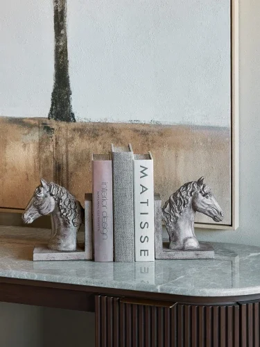 Super okazja Podpórki do książek Farmhouse 19 cm bookend konie żywica efekt kamienia