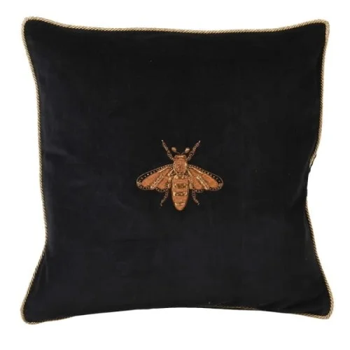 Wybór klientów Poduszka dekoracyjna Black Bee 45x45 100% bawełna ręcznie naszywany motyw pszczoły