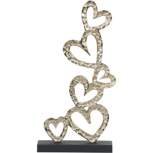 Rzeżba abstrakcyjna Hearts Aluminium 42 cm srebrne aluminium na czarnej drewnianej podstawie Tylko do końca tygodnia