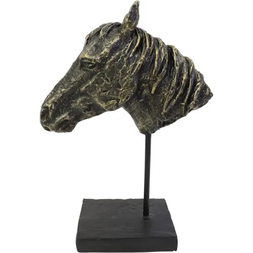 Rzeżba Horse Single 31,4 cm brąz poliresin kamień głowa konia Nowy