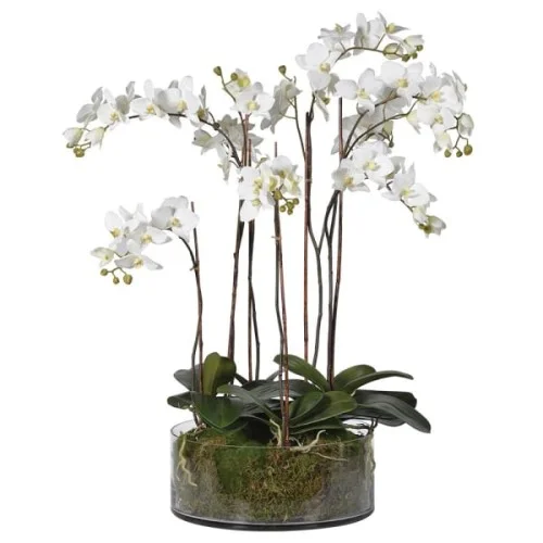 Storczyk White Glass 84 cm wysokości szklana donica biała orchidea sztuczny stoczy dekoracyjny Taniej