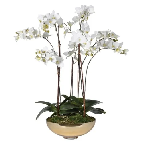 Storczyk White Gold 78 cm wysokości złota metalowa donica biała orchidea sztuczny storczyk dekoracyjny Okazja