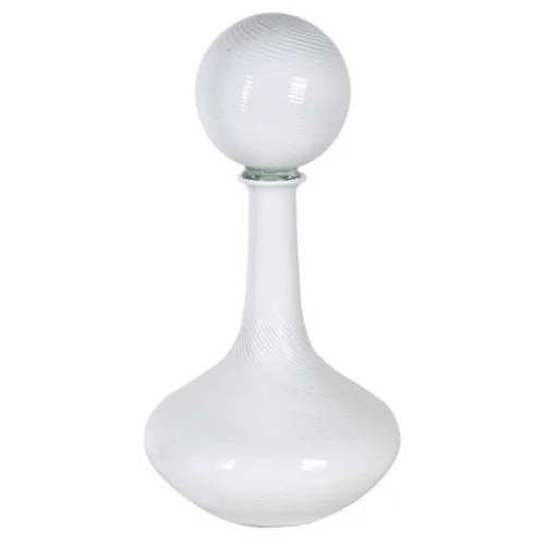 Szklana butelka karafka White S 42 cm białe szkło dekoracyjna kula Niska cena