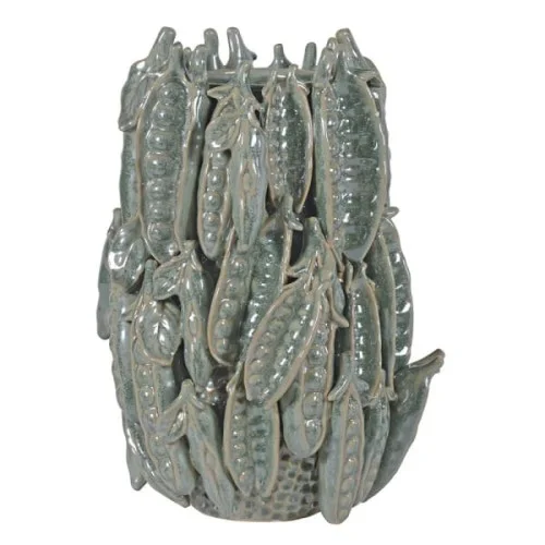 Nie przegap Wazon ceramiczny Peas 34 cm zielony wazon dekoracyjny groszek cukrowy