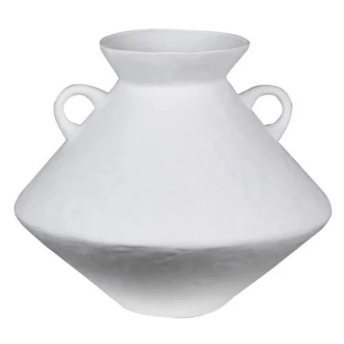 Kup online Wazon Stone Handles z kamionki 31 cm biały duży wazon z uchwytami