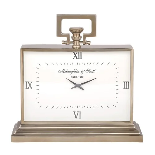 Ostatnia szansa Zegar Brompton Brass - złoty zegar stojący biała tarcza 55x52 cm