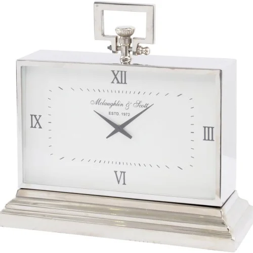 Obniżka ceny Zegar Brompton Elegance srebrny biała tarcza 54x52 cm