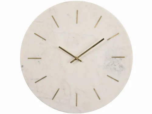 Tani Zegar marmurowy Montrose Brass biały marmur 43 cm mosiądz