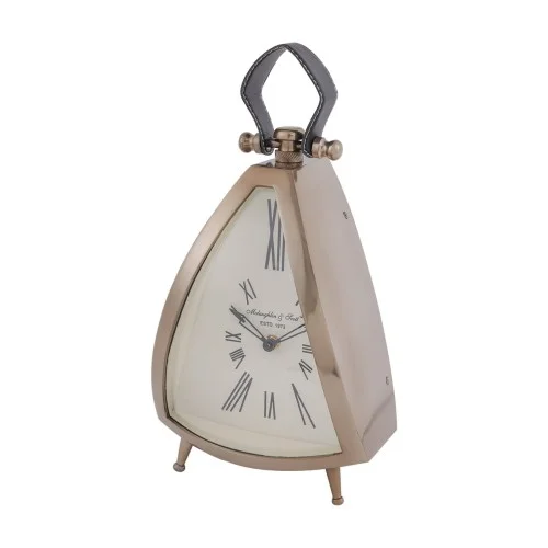 Wybór klientów Zegar na biurko Eaton Brass 36 cm złoty zegar stojący mosiądz skóra