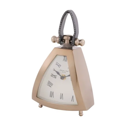 Sprawdź teraz Zegar na biurko Eaton Brass S 18 cm złoty zegar stojący mosiądz skóra