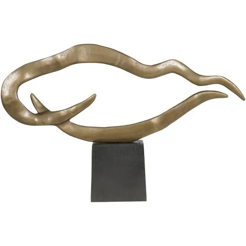 Zniżka Złota rzeżba Waves 84 cm nowoczesna aluminium duża rzeżba