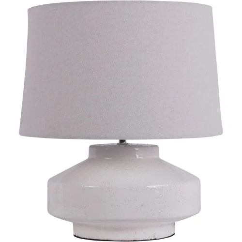 Tylko dziś Biała lampa stołowa Portland 45,5 cm biała lniany abażur ceramiczna podstawa