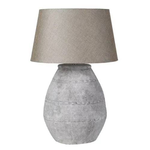 Popularny Duża lampa stołowa Grey Distressed 76 cm szara lampa z lnianym abażurem