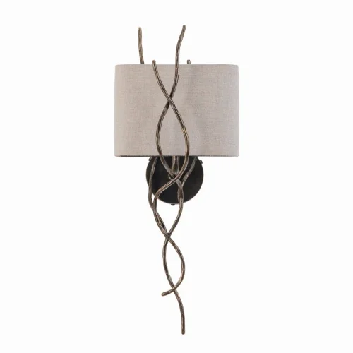 Dwie lampy ścienne Ember kinkiet z abażurem - 67 cm żelazna rama i lniany abażur Dostępne od ręki