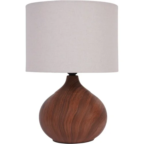 Lampa stołowa Arti 40 cm podstawa w kolorze drewna kremowy abażur Nowy