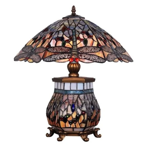 Zniżka Lampa Stołowa Nocna Lampka Biurkowa Zdobiona Witrażowa