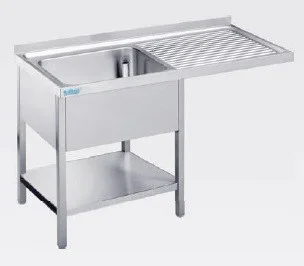Oferta czasowa Stół ze zlewem 1-kom i wydł. ociekaczem z półką (P) 1200x700x850 Rilling (AST C712C 1RTZ)