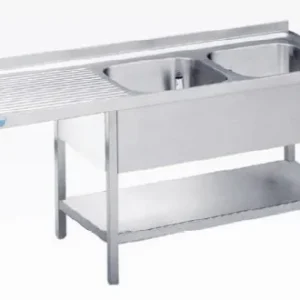 Oferta Stół ze zlewem 2-kom i wydł. ociekaczem z półką (L) 1500x600x850 Rilling (AST C615C 2LTZ)