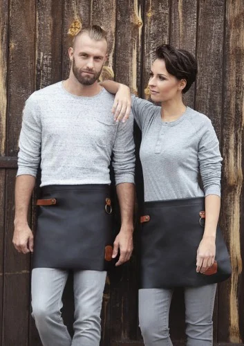 Sprawdź teraz Ekskluzywna, skórzana zapaska Leather Waist Apron (59x40 cm; kolor: czarny) (VS8/1)