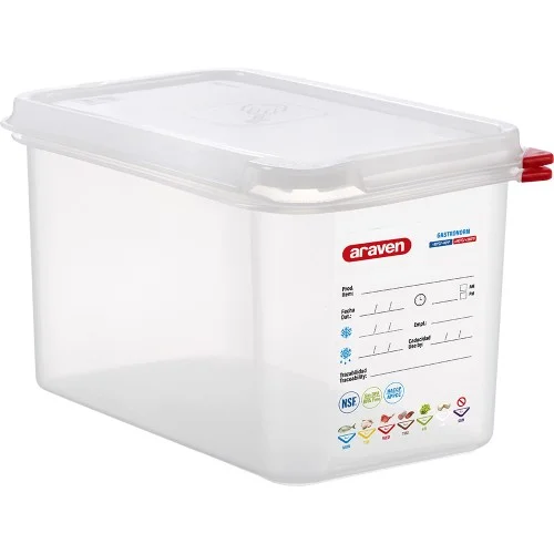 Pojemnik z polipropylenu z pokrywką szczelną, GN 1/4, H 150 mm (164155) Promocja